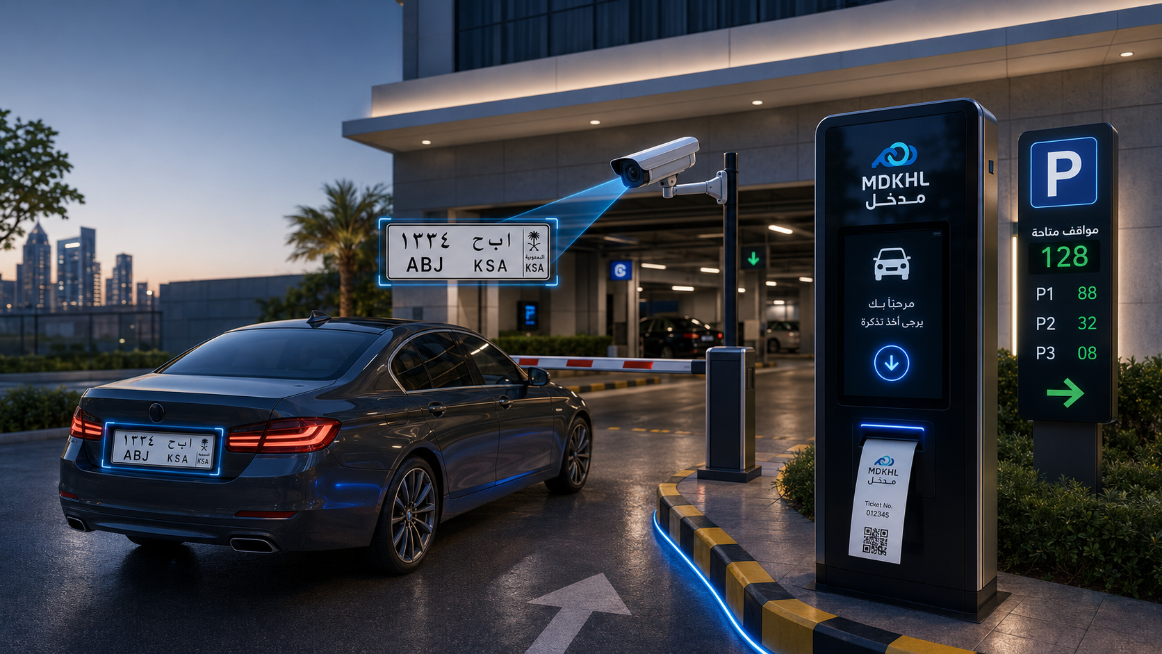 MDKHL parking entry with ANPR camera and smart parking display